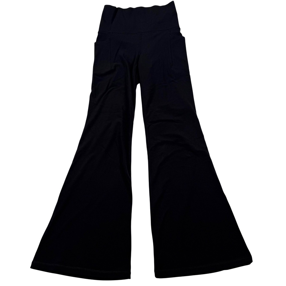 Athleta Salutation Stash Flare Pant Womens XS Petite Black High Rise Yoga Pocket